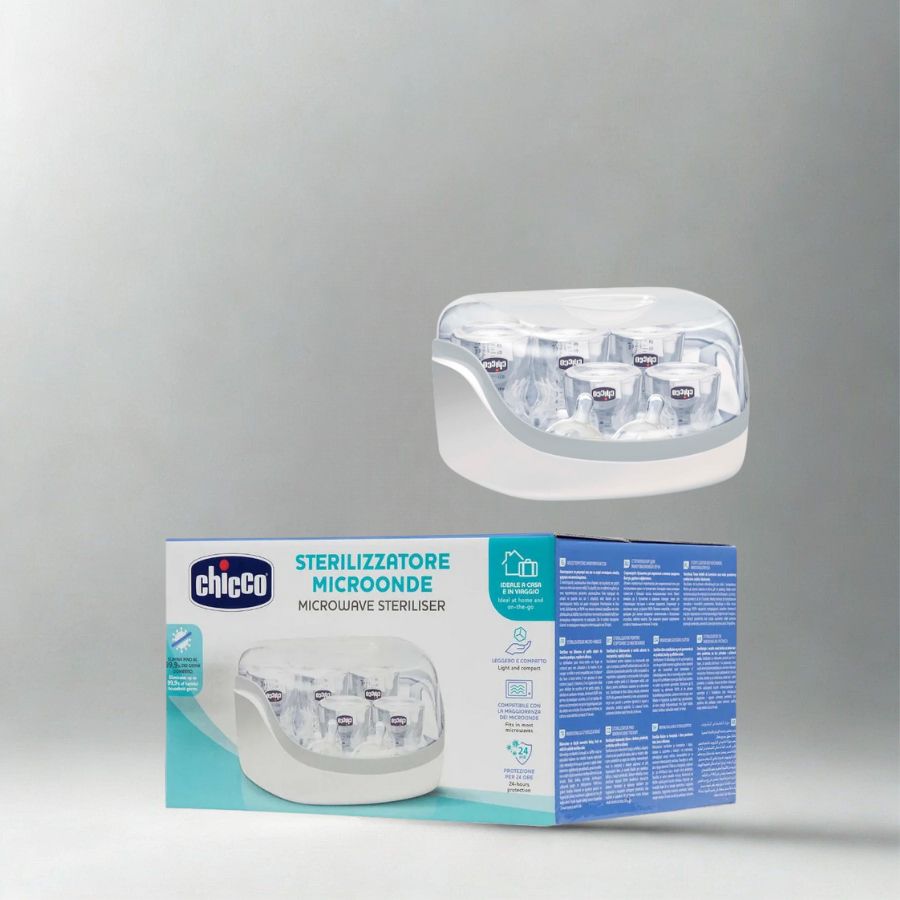 شيكو, معقم ميكروويف, تعقيم الرضاعات, أدوات رضاعة, تعقيم بالبخار
Chicco, microwave sterilizer, baby bottles, steam sterilization, feeding accessories