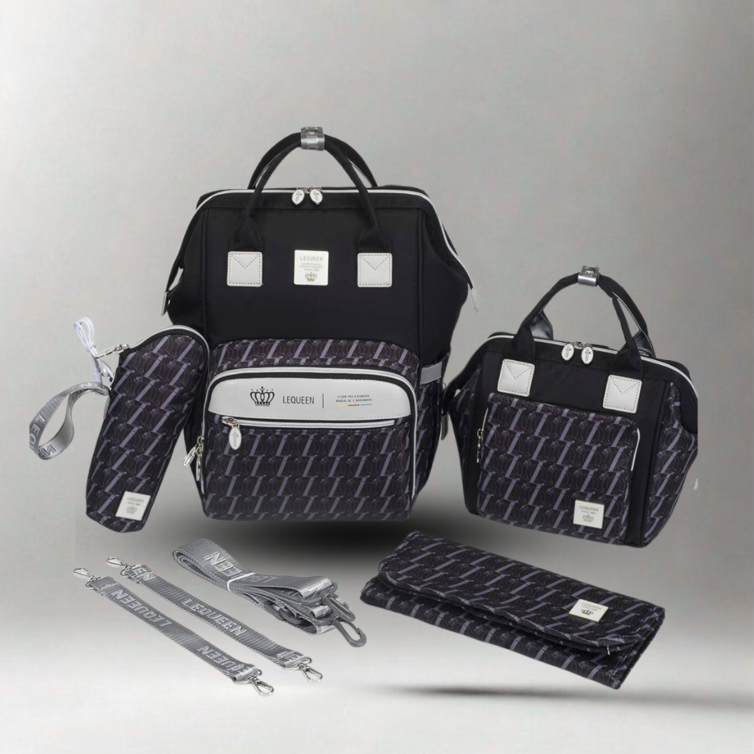 ليكوين, شنطة أم ضد الماء, شنطة حفاضات, شنطة ليكوين سوداء, شنطة دايموند
Lequeen, Mommy Bag, Waterproof Diaper Bag, Lequeen Black Set, Diamond Edition Bag