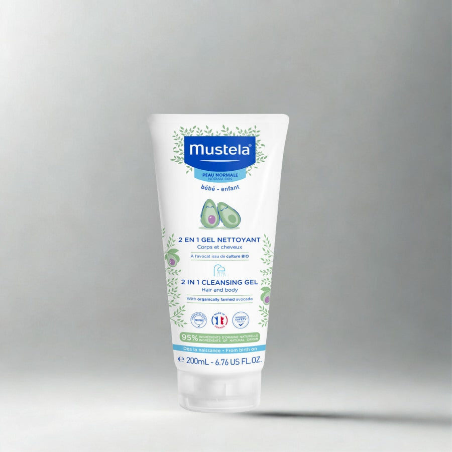Mustela 2 in 1 Cleansing Gel for baby hair and body – gentle daily wash