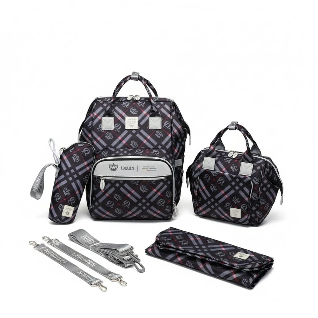 Lequeen Diamond 8TH Special Edition Soft Waterproof Mommy Bag set – LQ Black - Memo'sMart