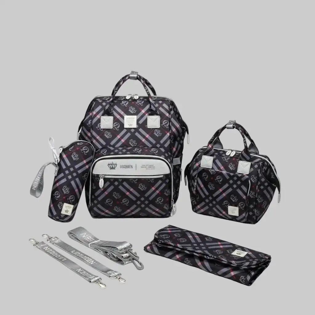 Lequeen Diamond 8TH Special Edition Soft Waterproof Mommy Bag set – LQ Black - Memo'sMart