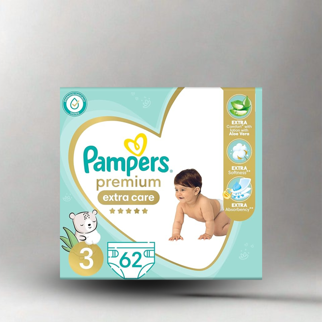 حفاضات بامبرز بريميوم, حفاضات بامبرز عالية الامتصاص, حفاضات الأطفال الحساسة, حفاضات بامبرز مقاس 1 إلى 6, حفاضات مريحة للرضع,
Pampers Premium diapers, ultra soft baby diapers, Pampers size 1 to 6, absorbent taped diapers, baby care essentials