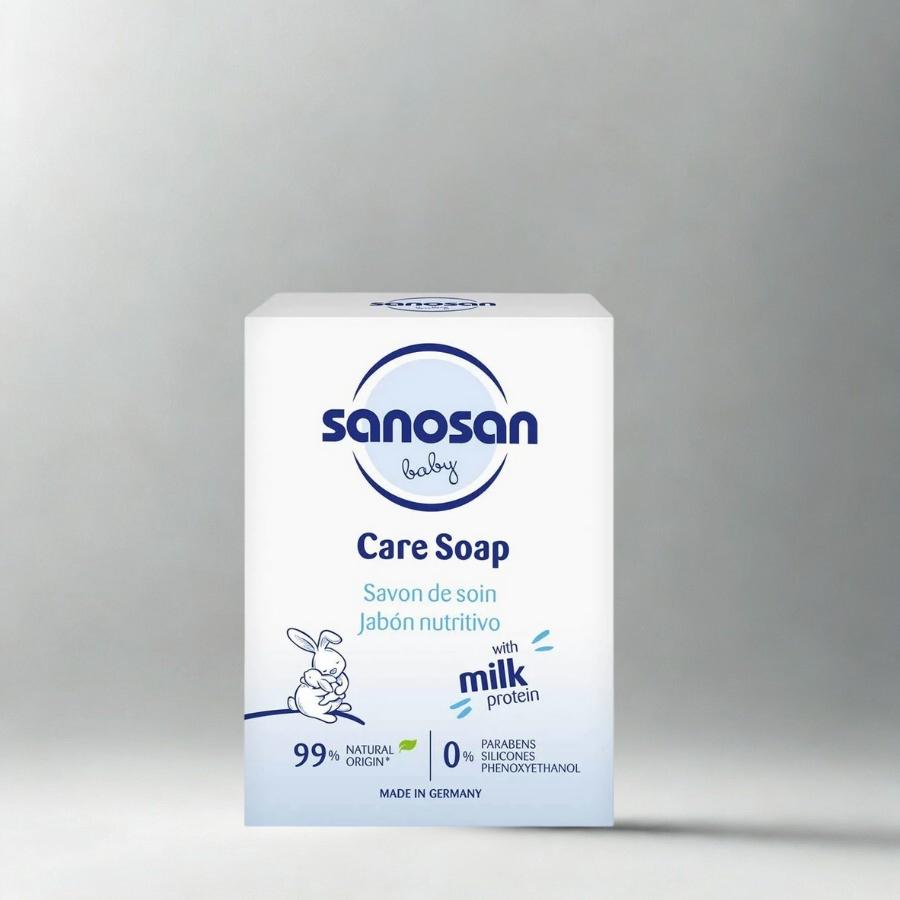 سنو سان صابونة عناية, صابون للبشرة الحساسة, صابون مرطب للوجه, صابون عناية للأطفال, صابون زيت الزيتون
Sanosan care soap, baby care soap, sensitive skin soap, moisturizing face soap, olive oil soap