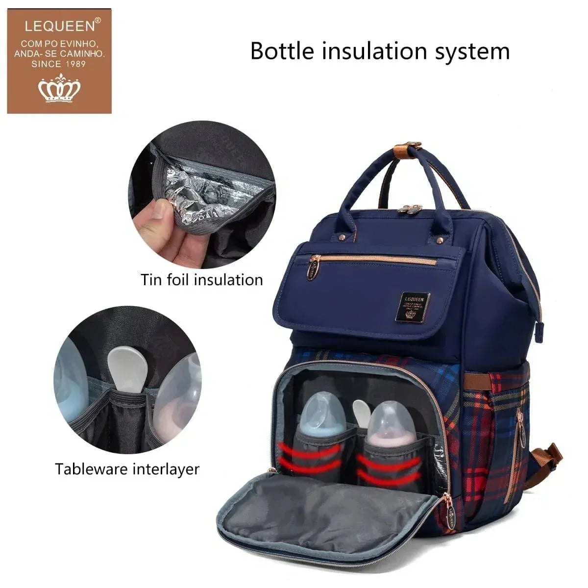 Lequeen Diamond 8TH Special Edition Soft Waterproof Mommy Bag blue - Memo'sMart