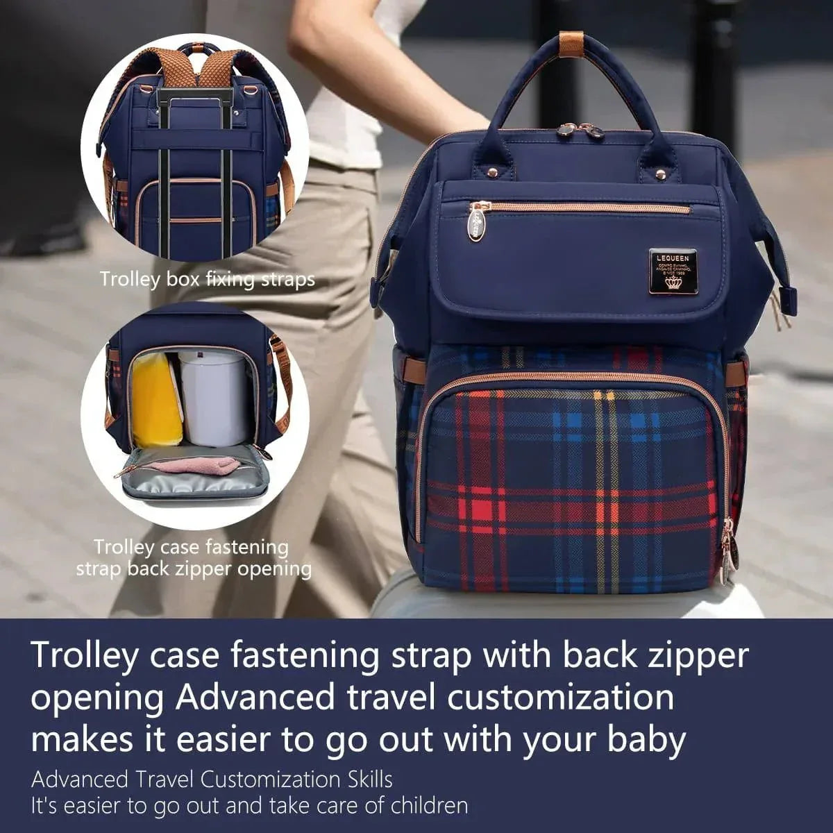 Lequeen Diamond 8TH Special Edition Soft Waterproof Mommy Bag blue - Memo'sMart