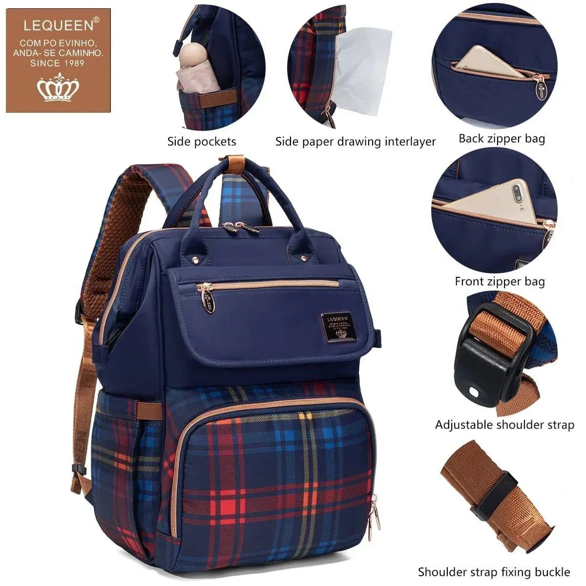 Lequeen Diamond 8TH Special Edition Soft Waterproof Mommy Bag blue - Memo'sMart