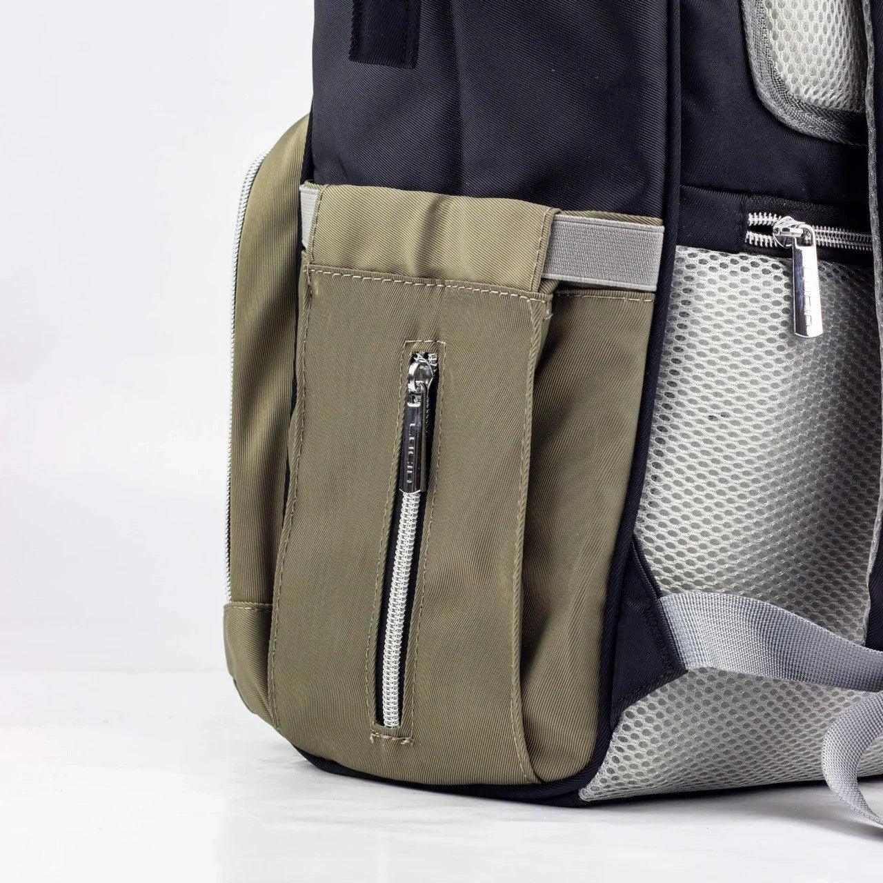 Lucid Baby Diaper Bag Backpack – Navy Black & Olive Green Waterproof Fabric - Memo'sMart