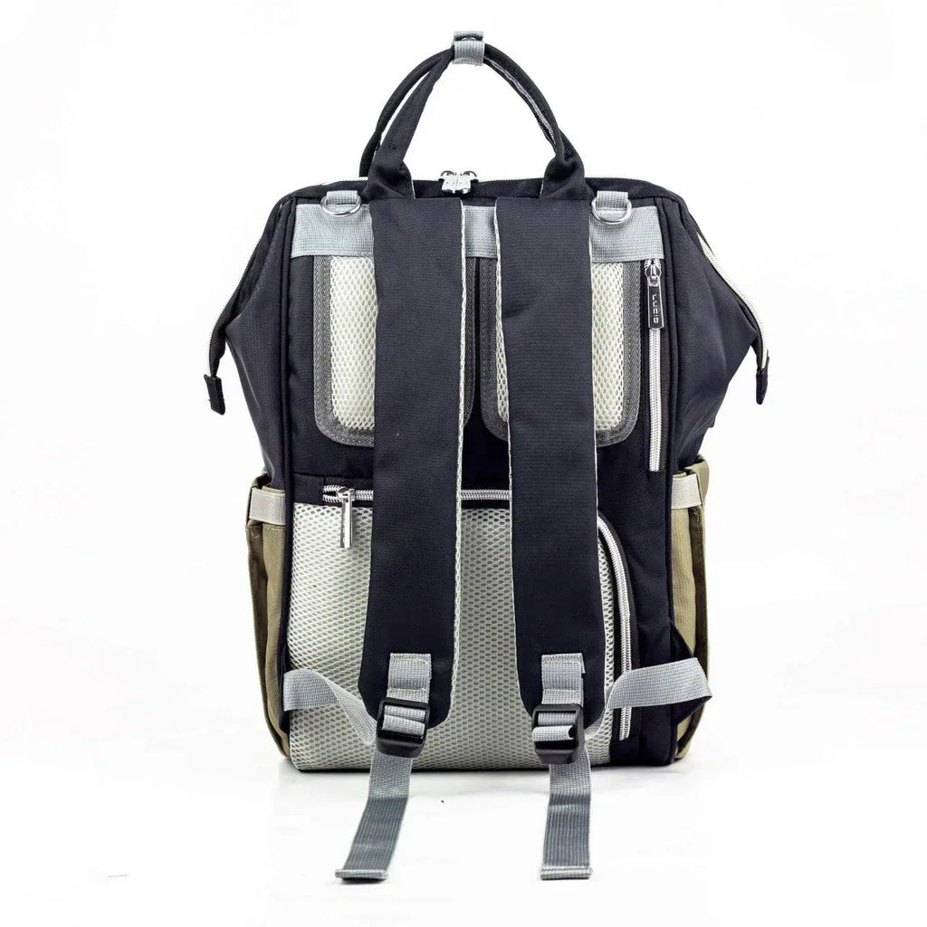 Lucid Baby Diaper Bag Backpack – Navy Black & Olive Green Waterproof Fabric - Memo'sMart