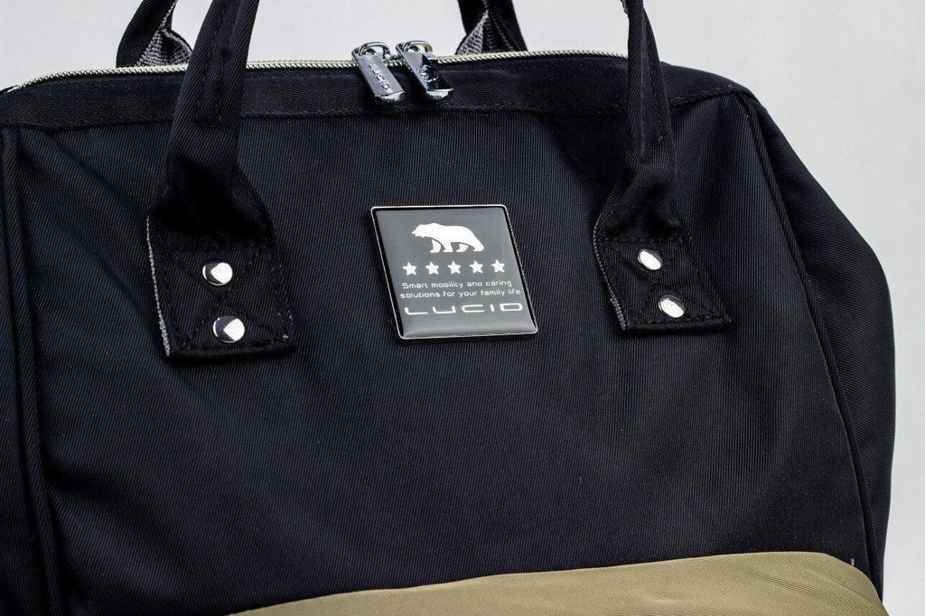 Lucid Baby Diaper Bag Backpack – Navy Black & Olive Green Waterproof Fabric - Memo'sMart