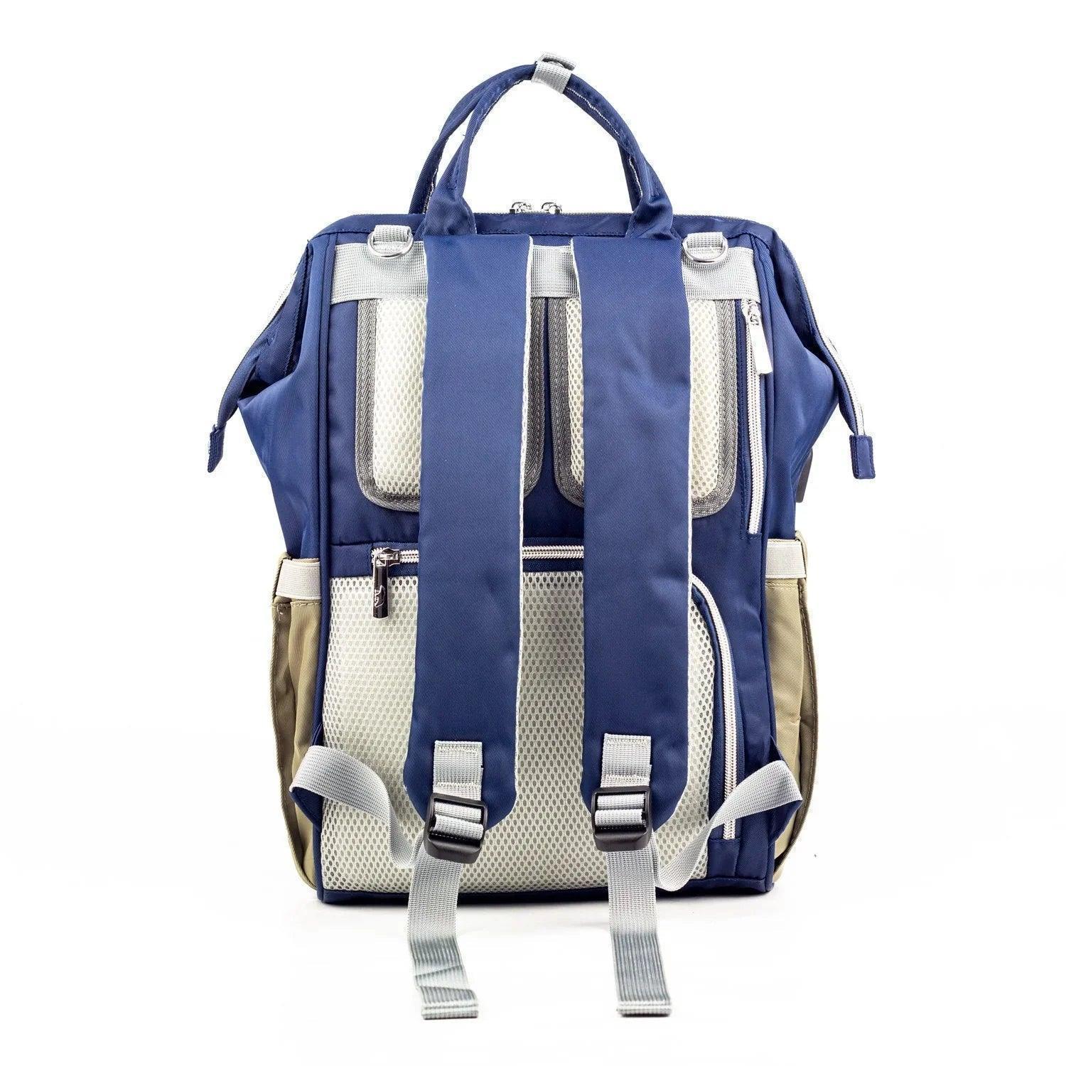 Lucid Baby Diaper Bag Backpack – Navy Blue & Olive Green Waterproof Fabric - Memo'sMart