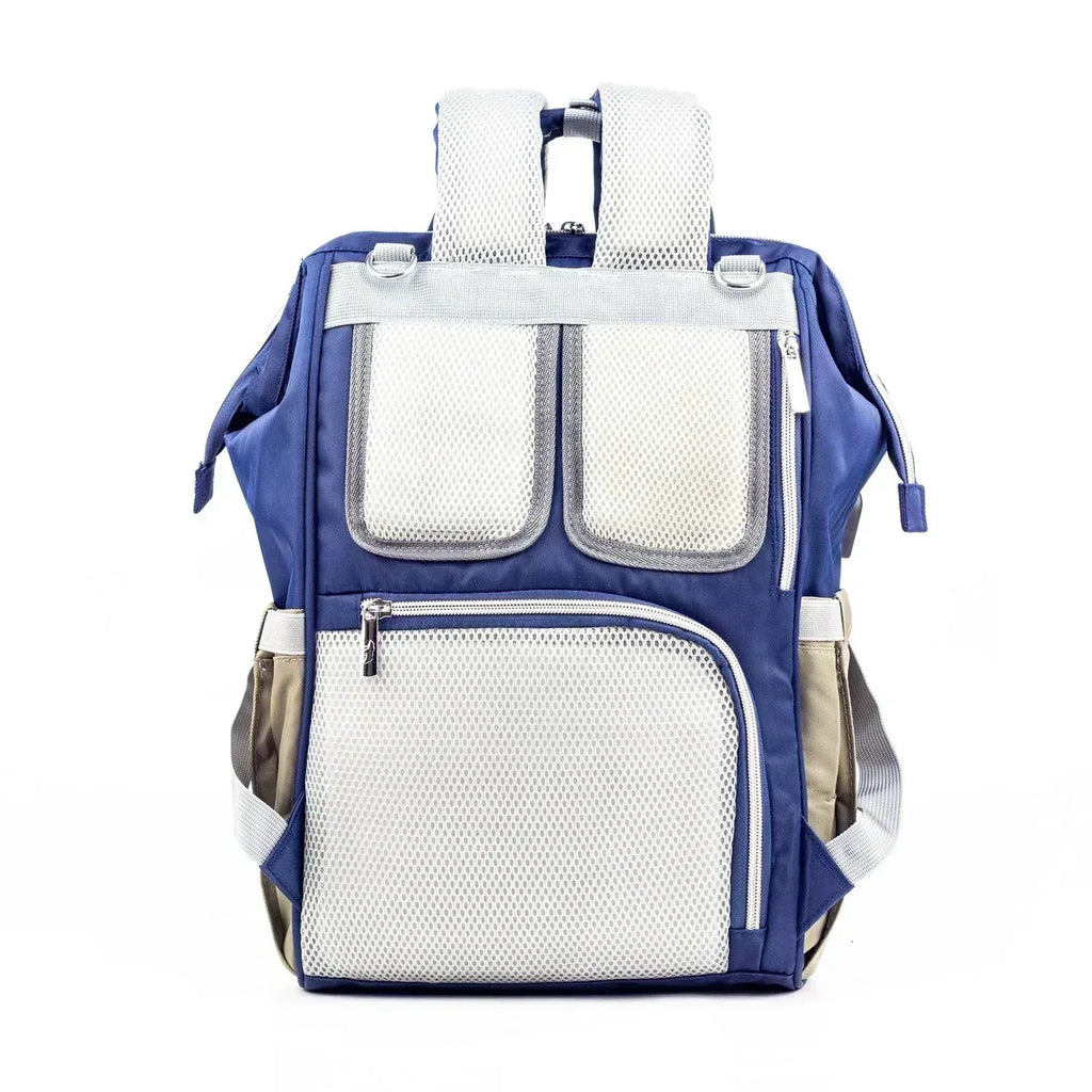 Lucid Baby Diaper Bag Backpack – Navy Blue & Olive Green Waterproof Fabric - Memo'sMart