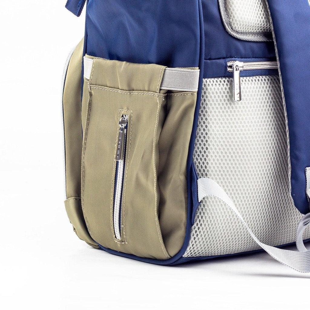 Lucid Baby Diaper Bag Backpack – Navy Blue & Olive Green Waterproof Fabric - Memo'sMart