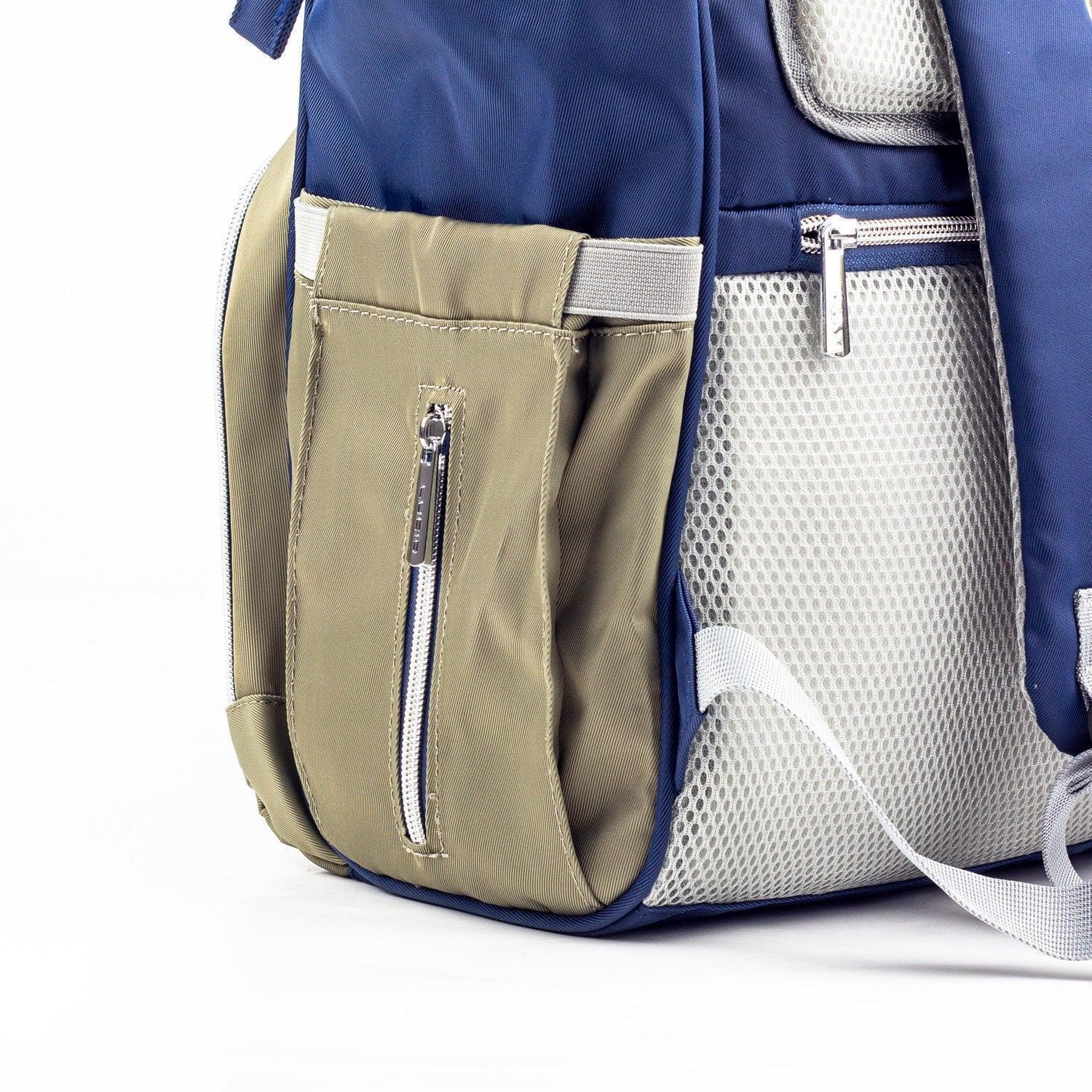 Lucid Baby Diaper Bag Backpack – Navy Blue & Olive Green Waterproof Fabric - Memo'sMart