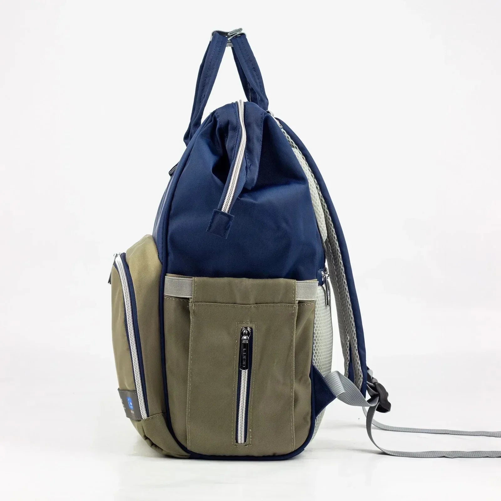 Lucid Baby Diaper Bag Backpack – Navy Blue & Olive Green Waterproof Fabric - Memo'sMart