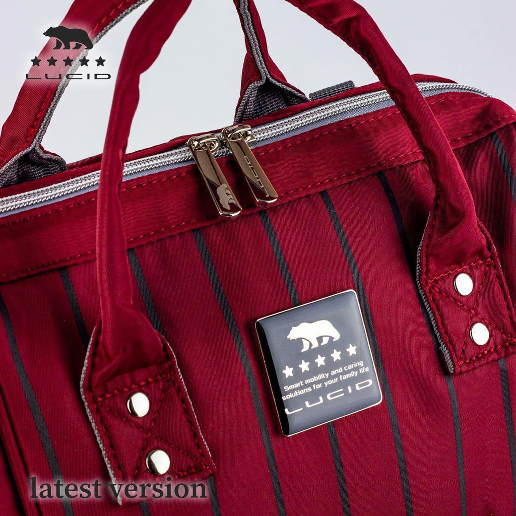 Lucid Premium Baby Diaper Bag Backpack – Waterproof & USB Charging Port(Red) - Memo'sMart