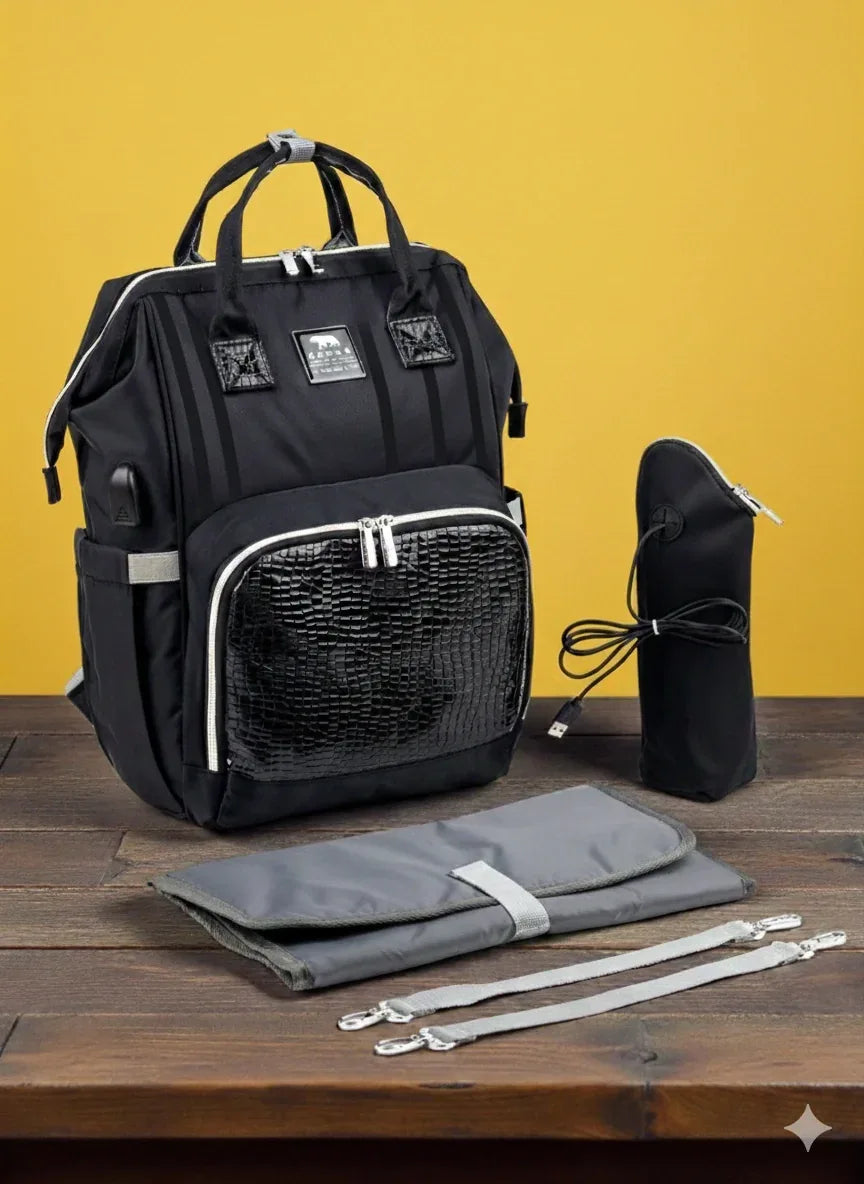Lucid Premium Baby Diaper Bag Backpack – Waterproof & USB Charging Port - Memo'sMart