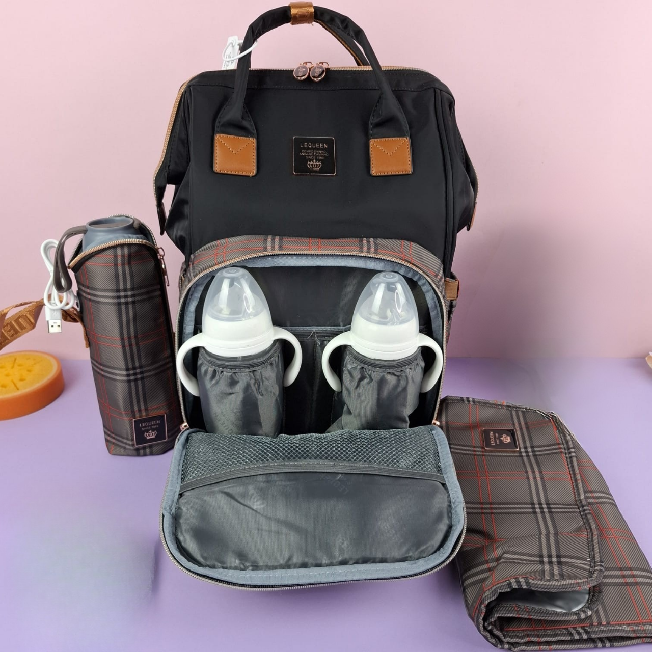 Lequeen Diamond 8TH Special Edition Soft Waterproof Mommy Bag – LQ Grey