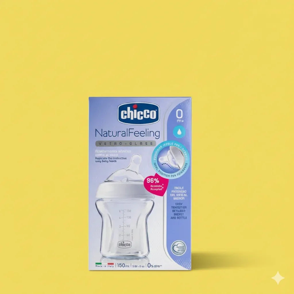 Chicco Natural Feeling Glass Baby Bottle - Memo'sMart