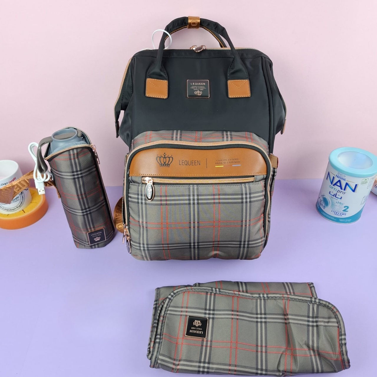 Lequeen Diamond 8TH Special Edition Soft Waterproof Mommy Bag – LQ Grey