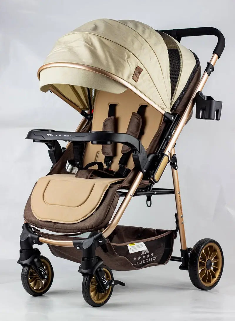 Lucid FLIP Baby Stroller with High-Density Medical Padding – Beige